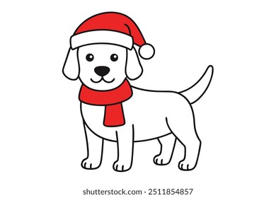 Christmas dog with santa clauss hat 