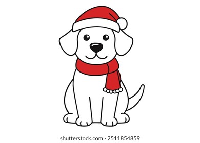 Christmas dog with santa clauss hat 