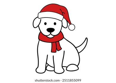 Christmas dog with santa clauss hat 