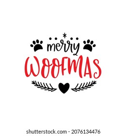 Christmas dog saying. Funny Santa paws quotes. Xmas holidays pet or cat sign. Winter furry card.Vector illustration isolated on white background.