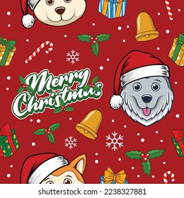 christmas dog seamless pattern hand drawn vector design