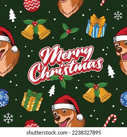 christmas dog seamless pattern hand drawn vector design