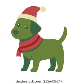 Christmas dog vector art illustration