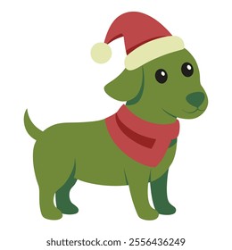 Christmas dog vector art illustration