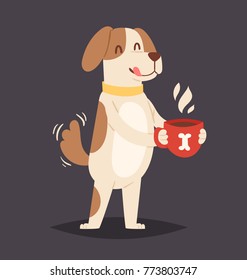 Christmas dog vector cute cartoon puppy character illustration pet doggy Xmas celebrate pose illustration