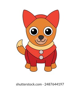 Christmas Dog Vector Illustration Cartoon Clipart Line Art Design for Holiday Decor