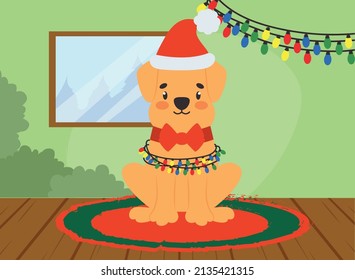 christmas doggy cartel with decorations