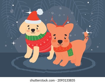 christmas dogs cartel with decorations