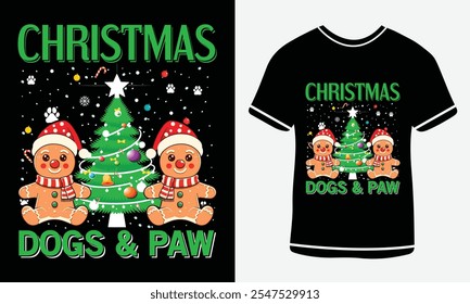  Christmas Dogs and paw T shirt,  Merry Christmas, funny Xmas shirt design, Santa Claus funny quotes typography design, Christmas t shirt print template.