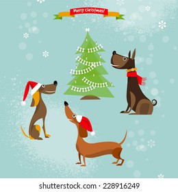 Christmas for dogs. Vector illustration.