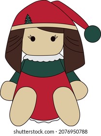 muñeca de Navidad. Imagen vectorial. Carácter ficticio. Ilustración vectorial. Juguete de vacaciones
