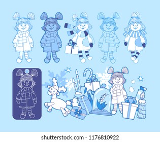 Christmas dolls on vector clip art