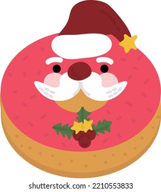 christmas Donut.wrapping paper. Christmas print supplies. Merry Christmas Party People Celebrating Christmas Flat Illustration
