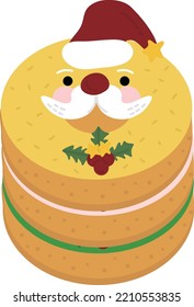 christmas Donut.wrapping paper. Christmas print supplies. Merry Christmas Party People Celebrating Christmas Flat Illustration