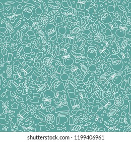 Christmas doodle art seamless pattern background.