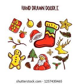 Christmas Doodle art Set. Vector Illustration
