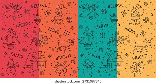 Navidades doodle de fondo adecuado para el diseño de embalaje en diferentes tonos, Fondo de pantalla o como papel de embalaje. Fondo del patrón. Ilustración vectorial.