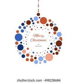 Christmas doodle ball background. Hand drawn vector template. Holiday illustration