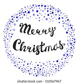 Christmas Doodle Ball Background. Hand Drawn Vector Merry Christmas Template. Holiday Illustration With Ink Lettering