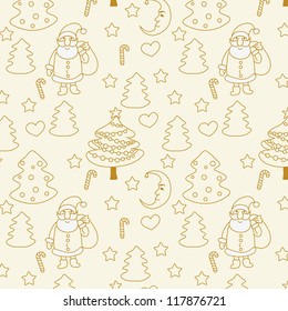 Christmas doodle cartoon seamless pattern hand drawn