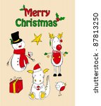 Christmas doodle characters.