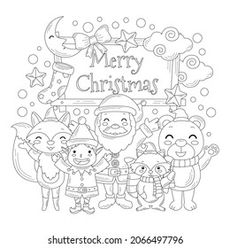 Christmas doodle with christmas characters 
