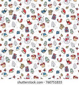 Christmas doodle collection, hand drawn new year elements for isolated on white background