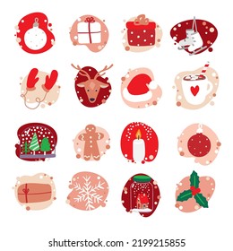 
farbige Weihnachtssymbol auf weißem Hintergrund