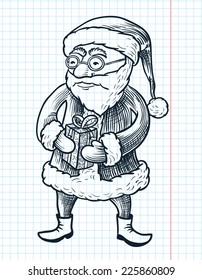 Christmas doodle engraving Santa Claus