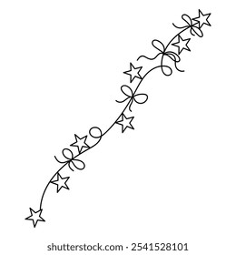 Christmas doodle garland, New Year's, festive, birthday décor. Sticker, isolated object