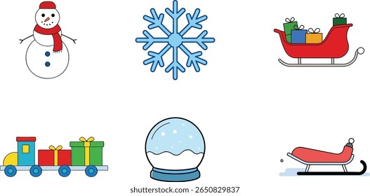 Christmas Doodle Icons Bundle Vector Drawing