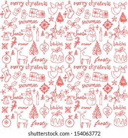 Christmas doodle icons seamless background