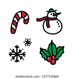 Christmas doodle icons, vector illustration