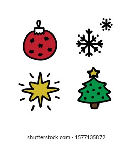 Christmas doodle icons, vector illustration