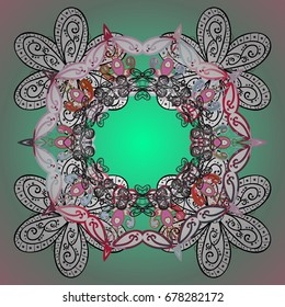 Christmas doodle pattern with snowflakes, vector background. Vector illustration.