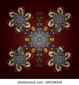 Christmas doodle pattern with snowflakes, vector illustration background.