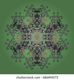 Christmas doodle pattern with snowflakes, vector background. Vector illustration.