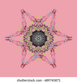Christmas doodle pattern with snowflakes, vector background. Vector illustration.