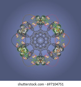 Christmas doodle pattern with snowflakes, vector background. Vector illustration.