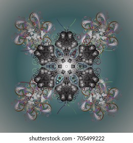 Christmas doodle pattern with snowflakes, vector background. Vector illustration.