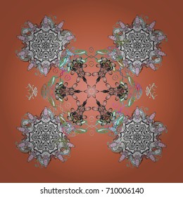Christmas doodle pattern with snowflakes, vector background. Vector illustration.