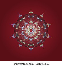 Christmas doodle pattern with snowflakes, vector background. Vector illustration.