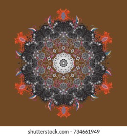 Christmas doodle pattern with snowflakes, vector background. Vector illustration.