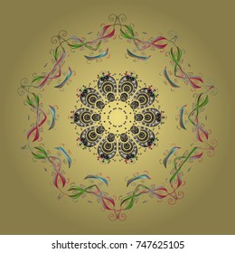 Christmas doodle pattern with snowflakes, vector background. Vector illustration.