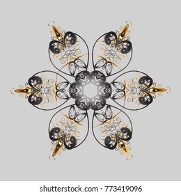 Christmas doodle pattern with snowflakes, vector background. Vector illustration.