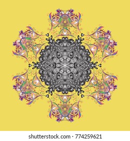 Christmas doodle pattern with snowflakes, vector background. Vector illustration.