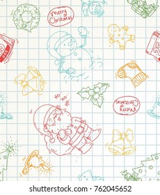 christmas doodle pattern vector