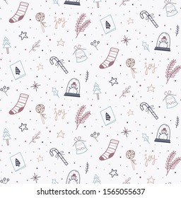 Christmas doodle seamless background, suitable for wrapping paper pattern