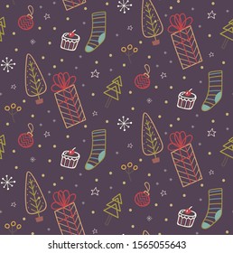 Christmas doodle seamless background, suitable for wrapping paper pattern
