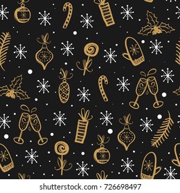 Christmas doodle seamless vector pattern